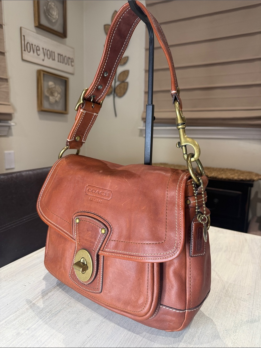Vintage Y2K Coach Ali Leather Shoulder Bag in Chestnut-JO669-10329